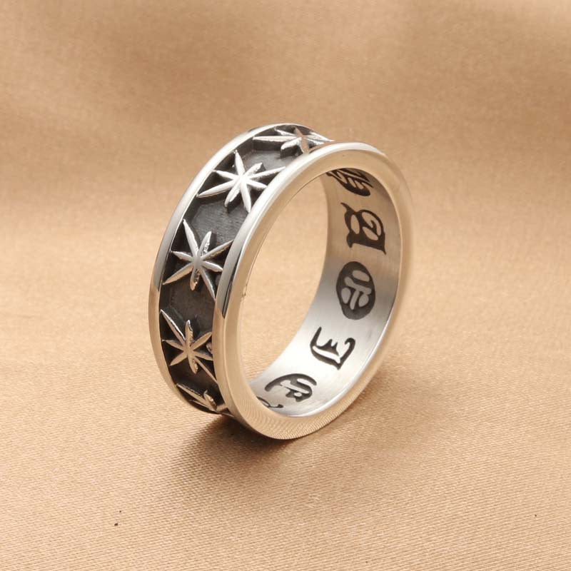 Retro Titanium Steel Star Ring for Men - Trendy Octagonal Design Jewelry Accessory