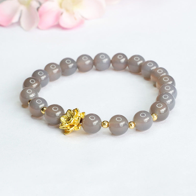 Golden Lotus Sterling Silver Chalcedony Bracelet