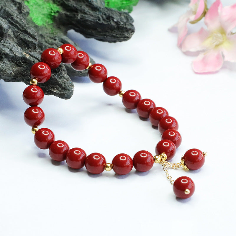 Cinnabar and Acacia Bean Sterling Silver Bracelet - Fortune's Favor Collection