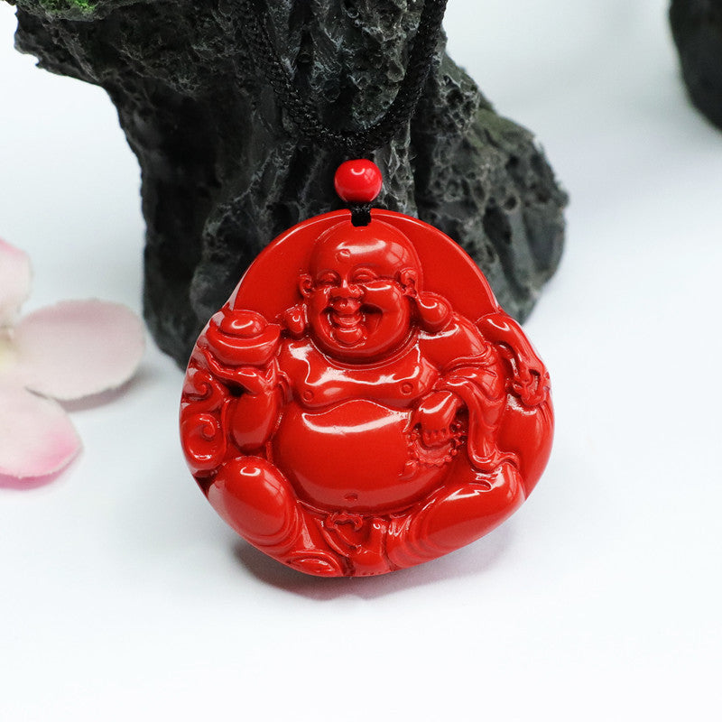 Cinnabar Buddha Pendant Red Sand Holding Money Buddha Pendant Jewelry