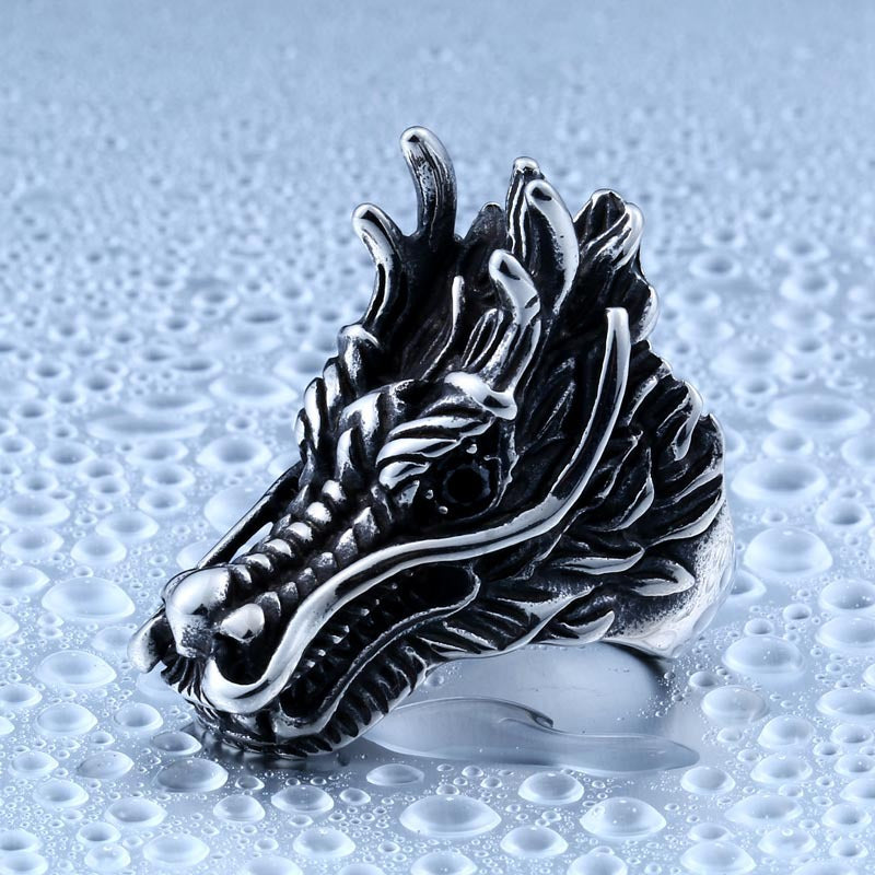 Titanium Steel Dragon Faucet Ring for Men - Bold and Stylish Wholesale Jewelry