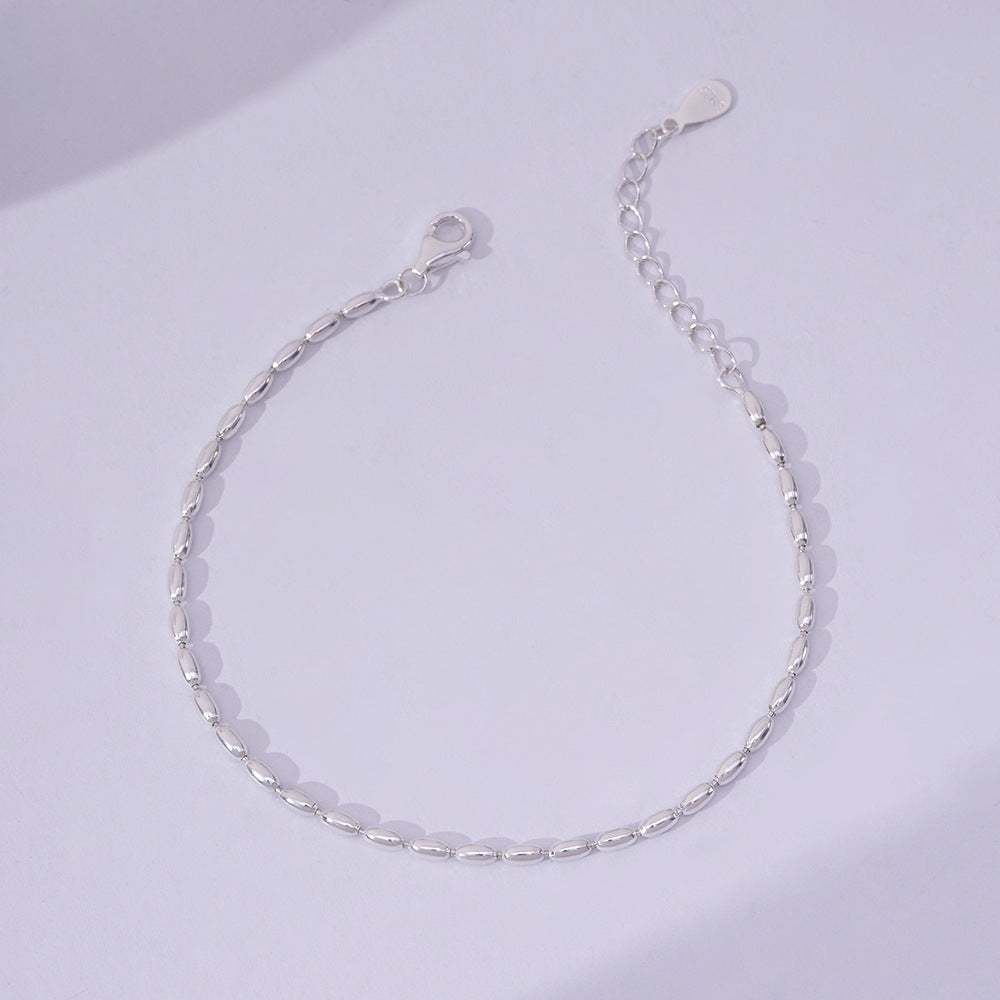 Millet Bead Chain Silver Bracelet