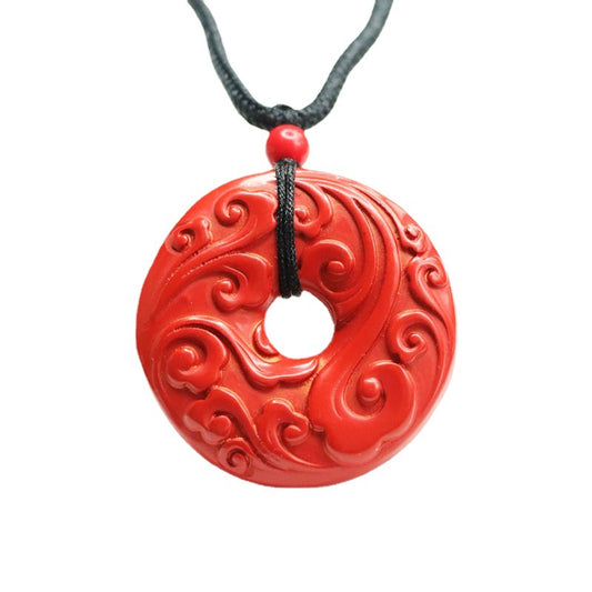 Cinnabar Antique Auspicious Cloud Ping'an Buckle Pendant Red Sand Pendant