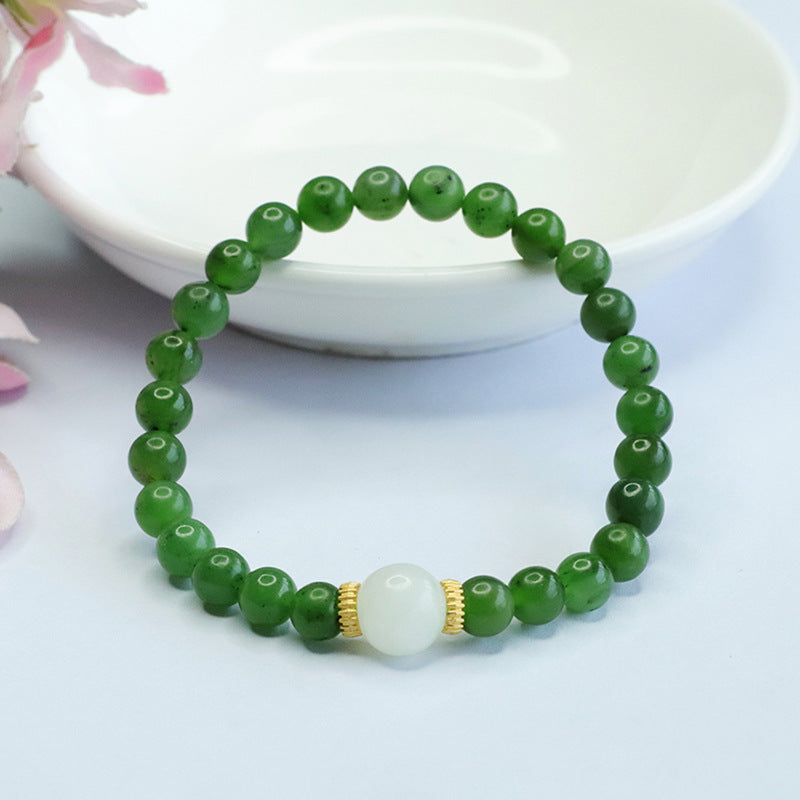 Fortune's Favor White Jade Bracelet in Sterling Silver