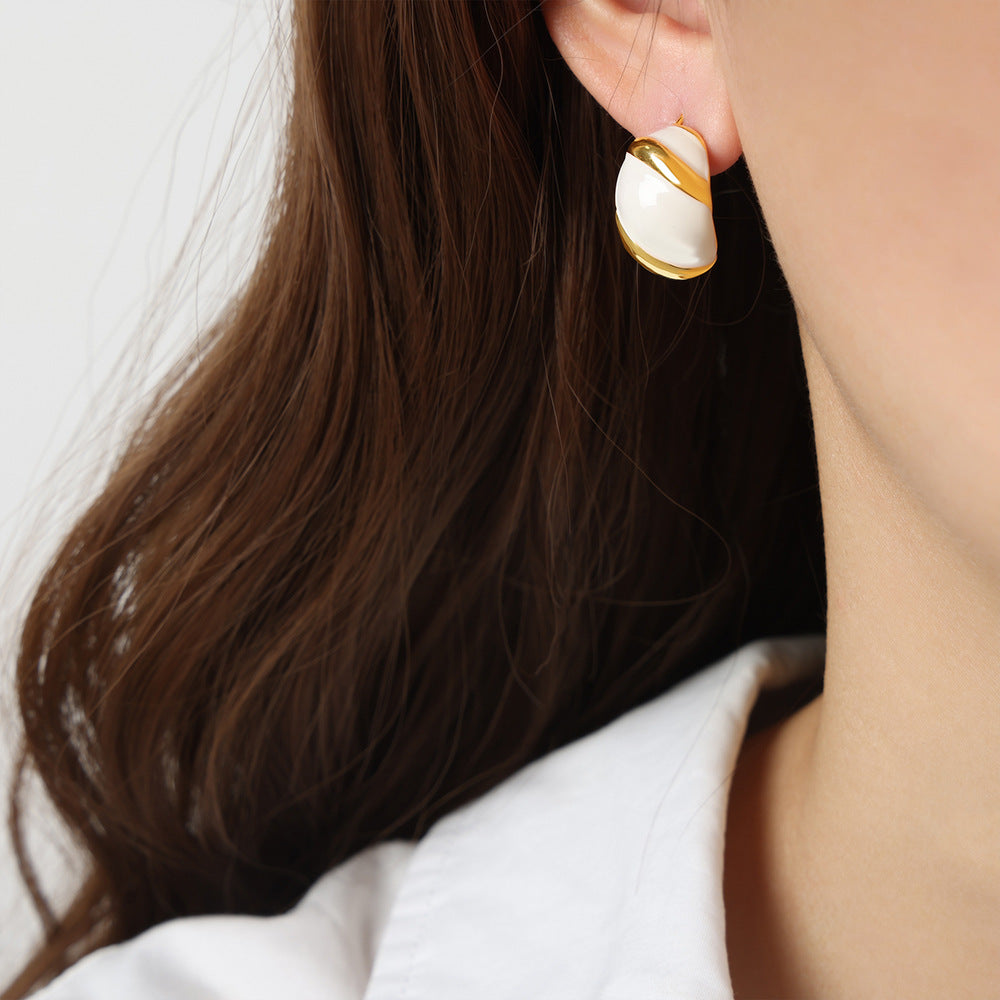 Enamel Glaze Twill Ear Studs - Stylish Retro Copper Earrings