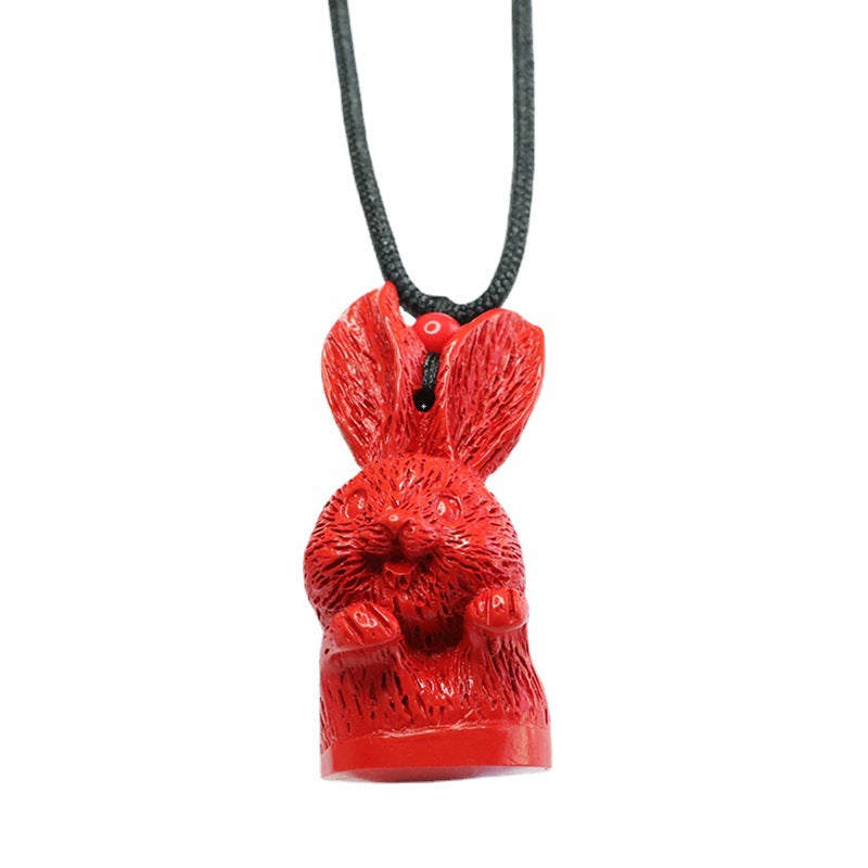 Cinnabar Three-dimensional Rabbit Pendant Red Sand Zodiac Rabbit Pendant