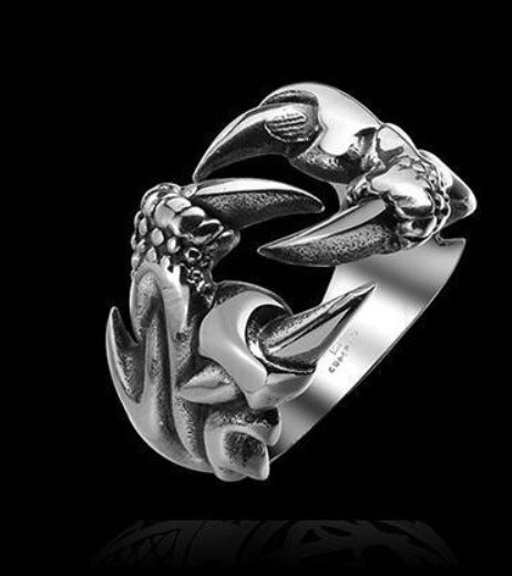 Men's Titanium Steel Punk Dragon Claw Ghost Ring