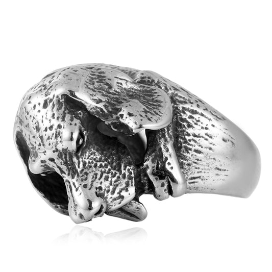 Personalized Retro Titanium Steel Dog Ring for Men - Trendy Animal Accessory in Sizes 7-13