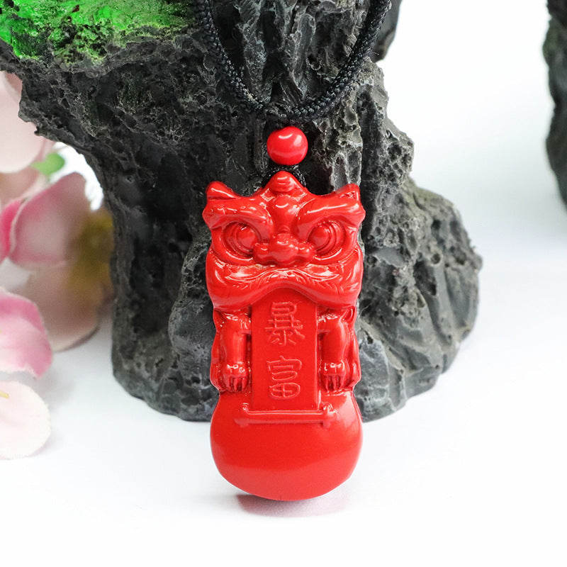 Vermilion Sand Pendant, Red Sand Awakening Lion, Rich and Rich Pendant