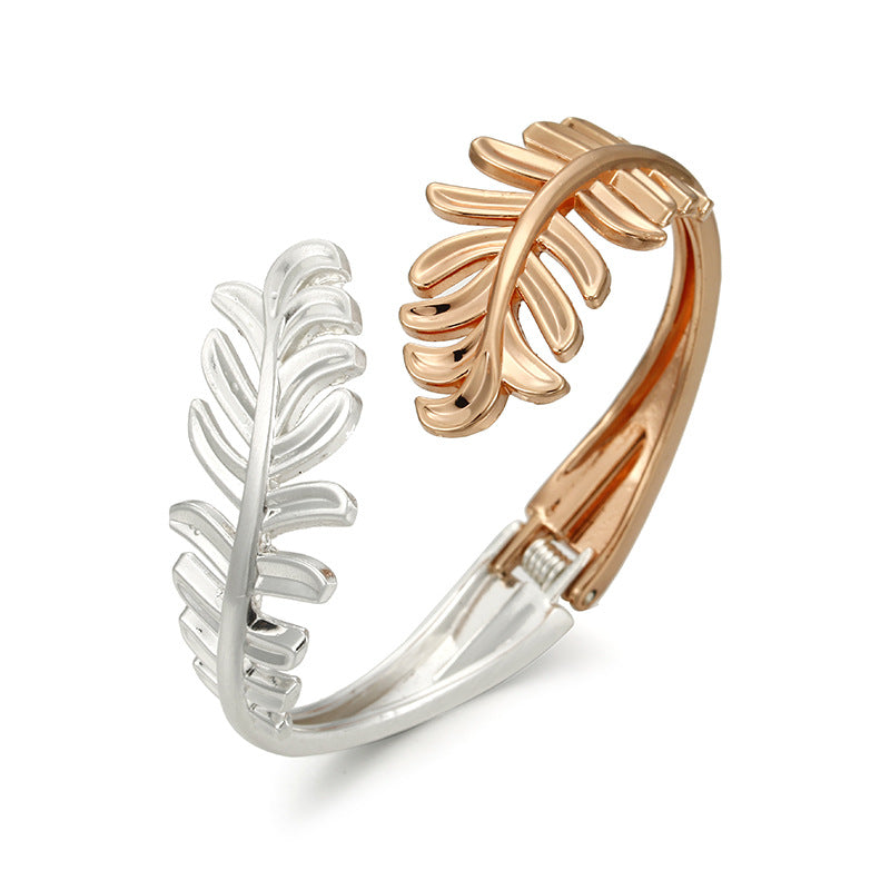 Leaf Design Gold Bracelet for Fashion-Forward Females - Vienna Verve Collection