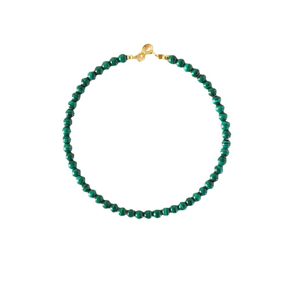 Natural Malachite Crystal Sterling Silver Bracelet