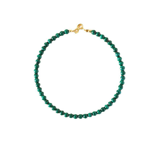 Natural Malachite Crystal Sterling Silver Bracelet