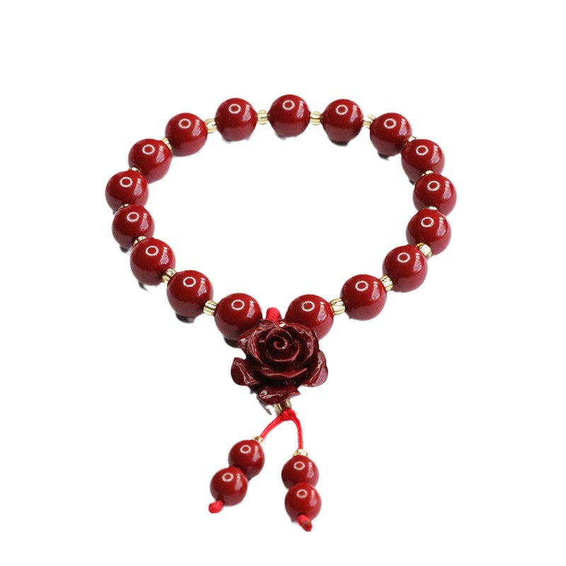 Fortune's Favor Sterling Silver Cinnabar Stone Bracelet