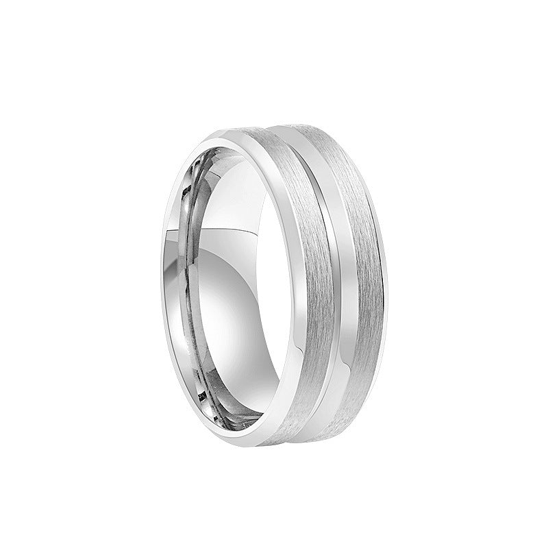 8MM Matte Stainless Steel Ring for Men - Sleek European Design