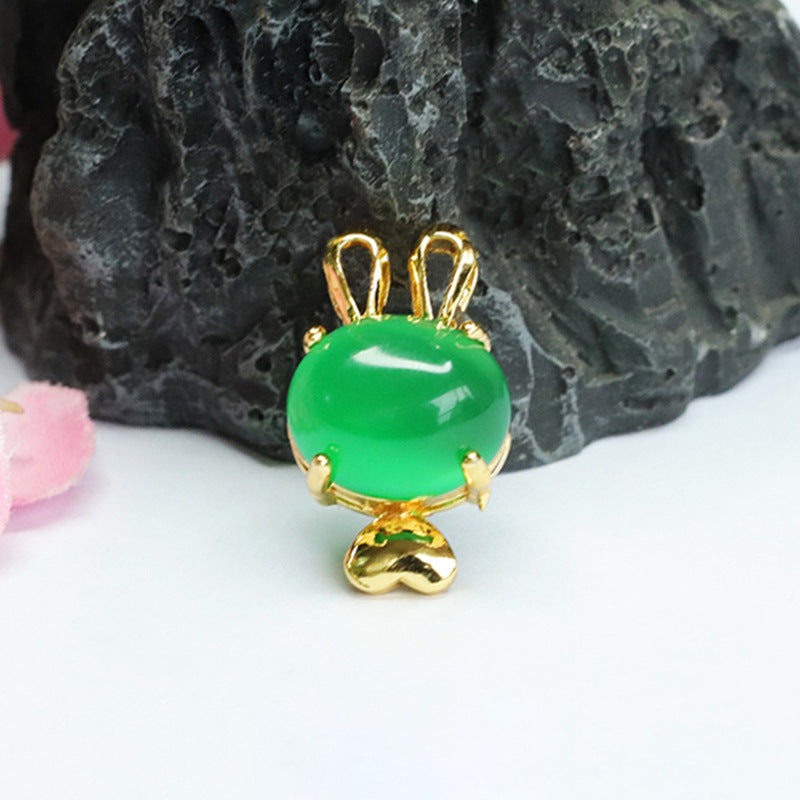 Green Chalcedony Rabbit Pendant from the Ice Emperor Collection