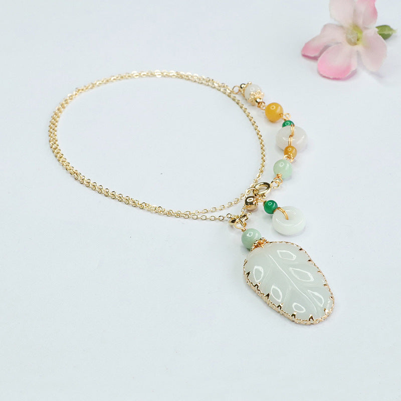 Fortune's Favor Sterling Silver Jadeite Leaf Necklace