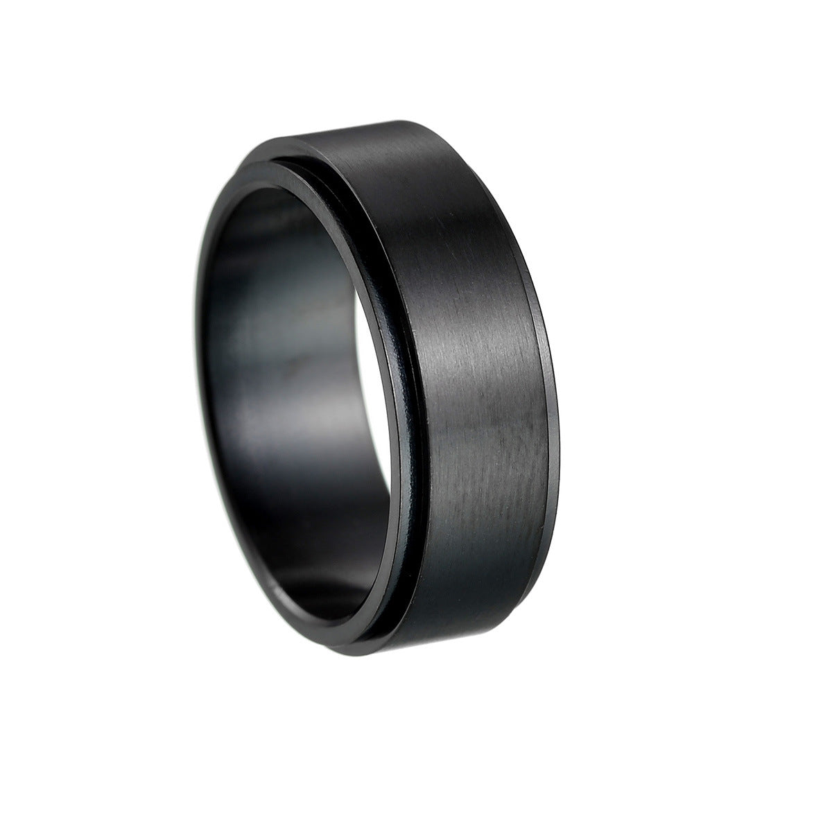 8mm Rotatable Titanium Steel Men's Outdoor Ring - Stress Relief Jewelry