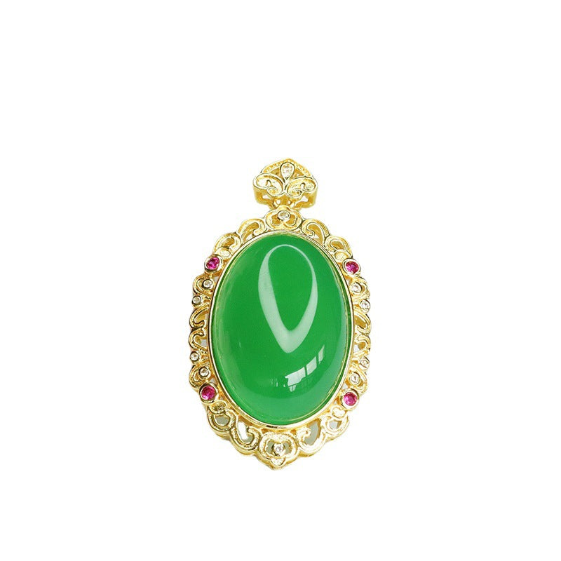 Pigeon Eggs Green Chalcedony Pendant