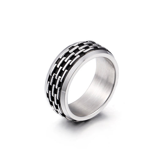 Trendy Rotatable Titanium Steel Ring for Men - Retro Hip Hop Decompression Accessory