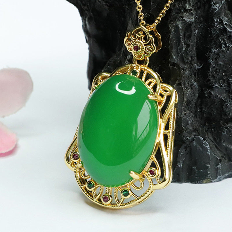 Chalcedony Golden Hollow Pendant - Planderful Fortune's Favor