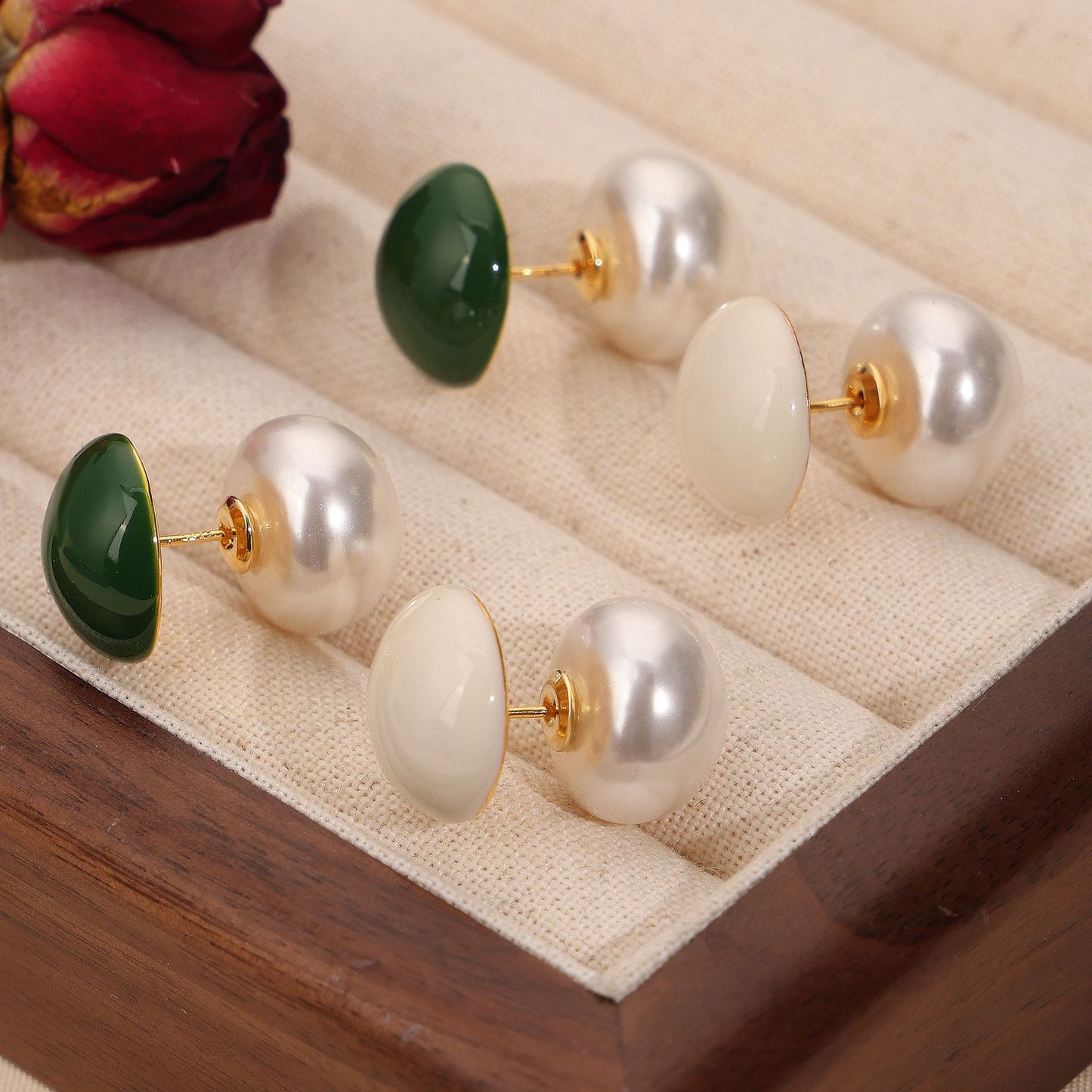 Luxurious Vintage Style Enamel Pearl Earrings for Women