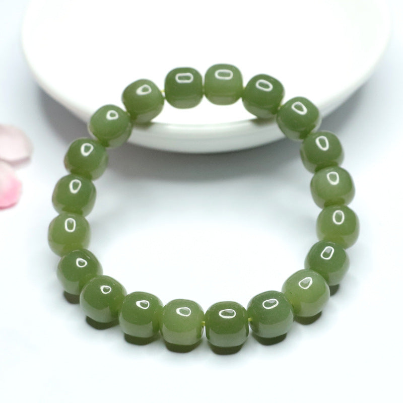 Green Jade Sterling Silver Bracelet