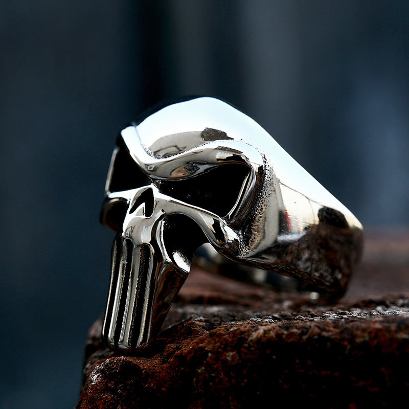 Stylish Retro Titanium Steel Skull Ring for Men - Wholesale European and American Punisher Design