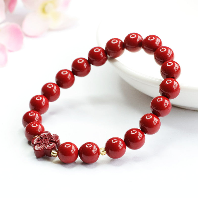 Cinnabar Stone Sterling Silver Bracelet