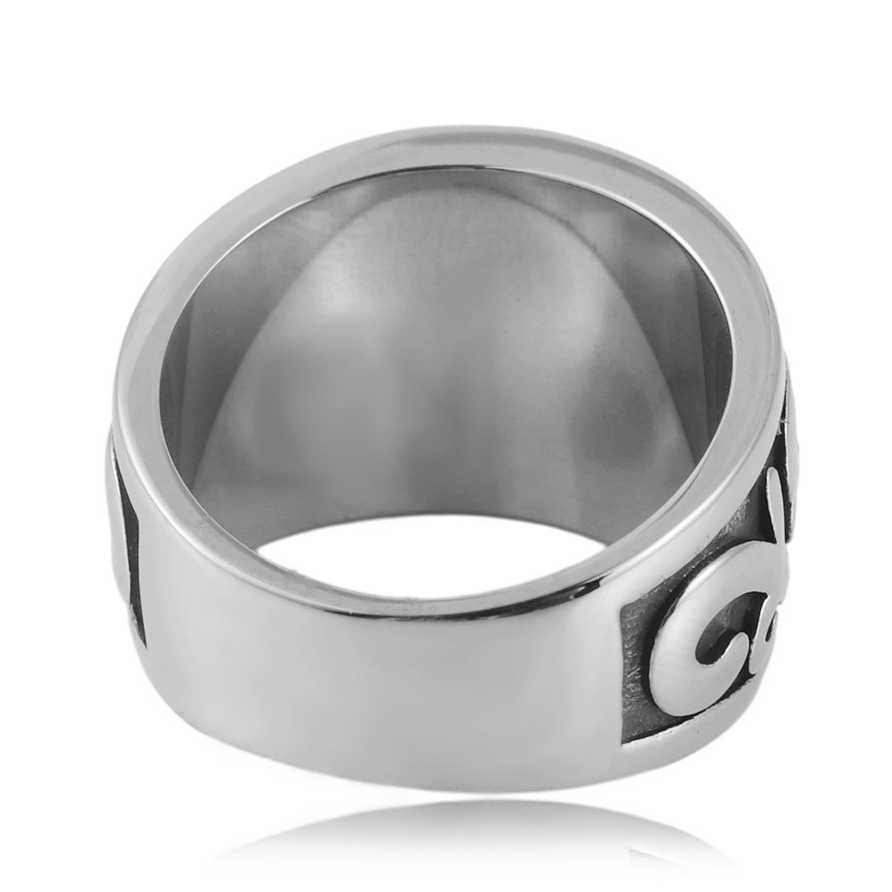 Titanium Steel Eagle Locomotive Ring for Men - Punk Retro Style in European and American Design