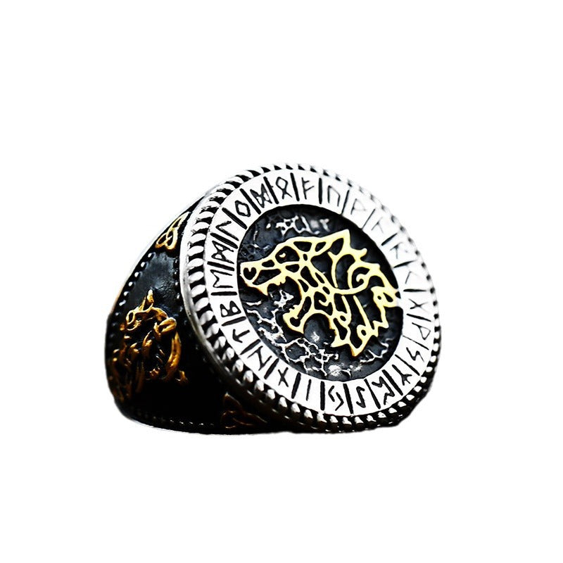 Viking-Inspired Nordic Stainless Steel Ring for Men - Retro Animal Design