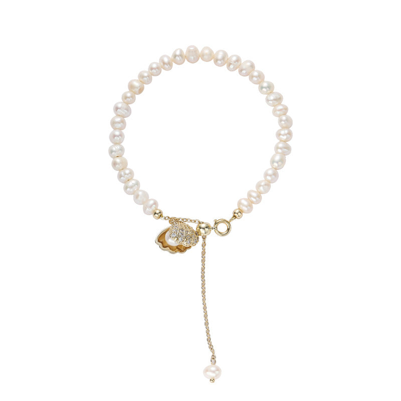 Baroque Pearl Shell Bracelet: Sterling Silver Fashion Jewelry for Women