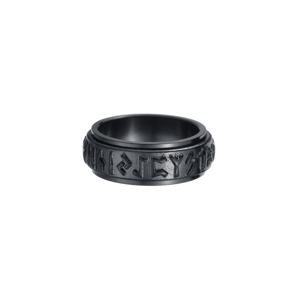 Rotating Titanium Steel Ring for Men - Rune Letter Design