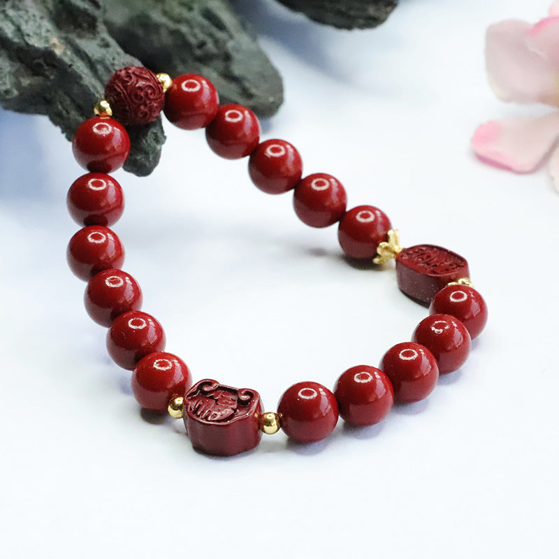 Purple and Gold Cinnabar Stone Bracelet from the Fortune's Favor Collection