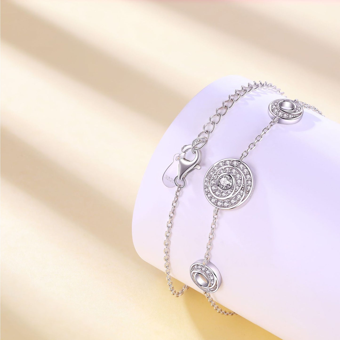 Circular Vortex Zircon Sterling Silver Bracelet