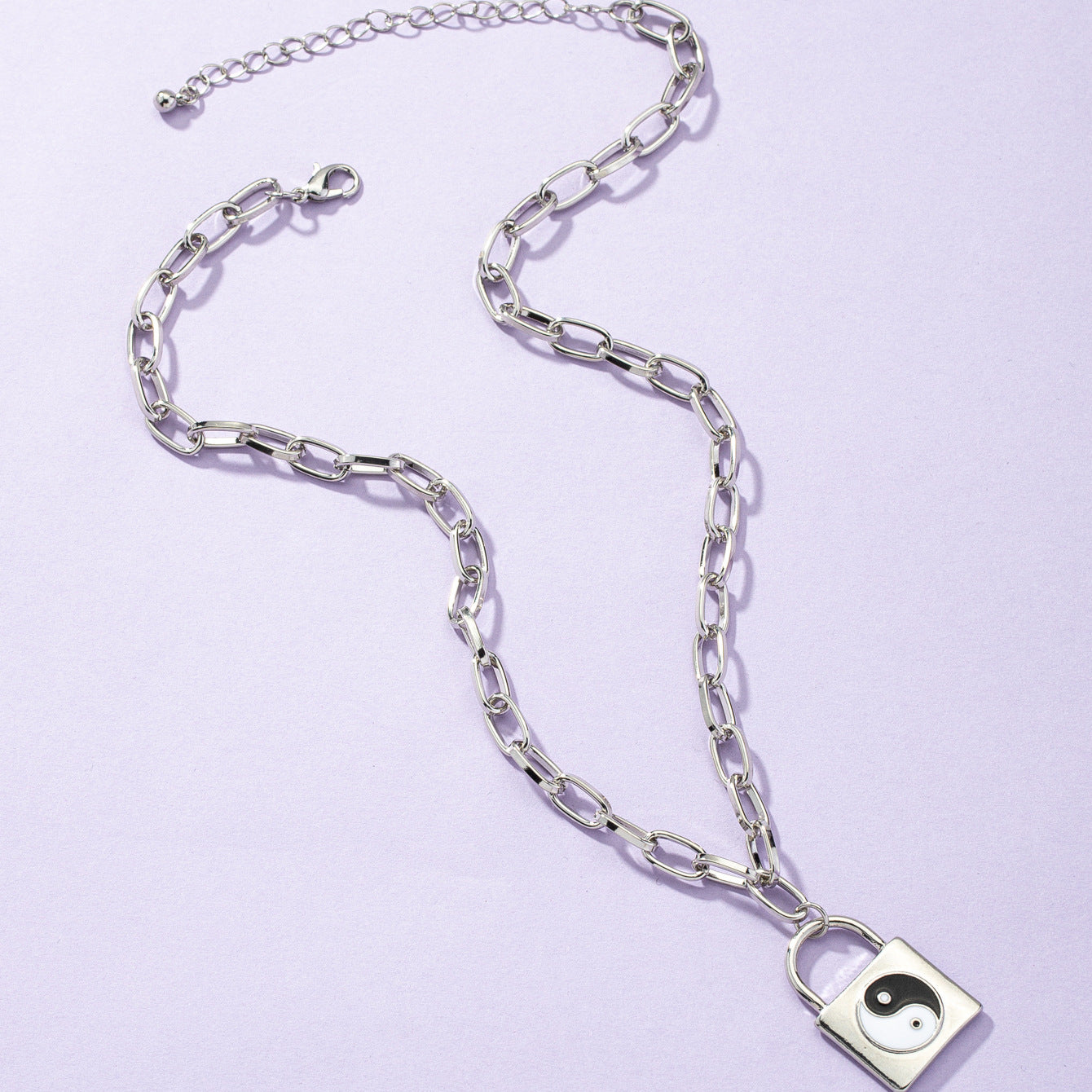 Exaggerated Lock Necklace with Cross-Border Charm