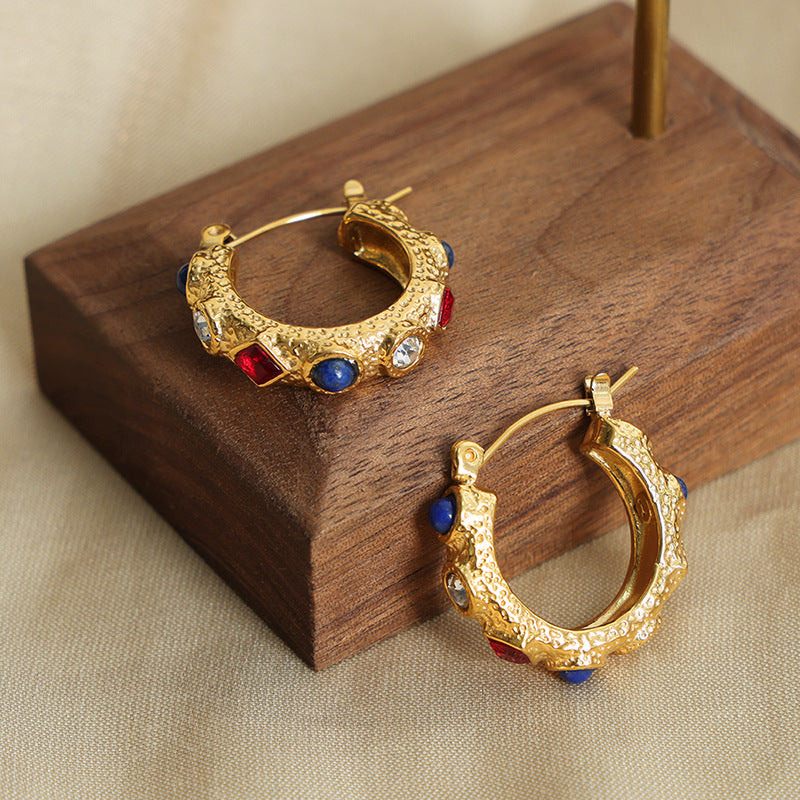 Luxurious French-inspired Geometric Gold-Plated Earrings for Elegant Women