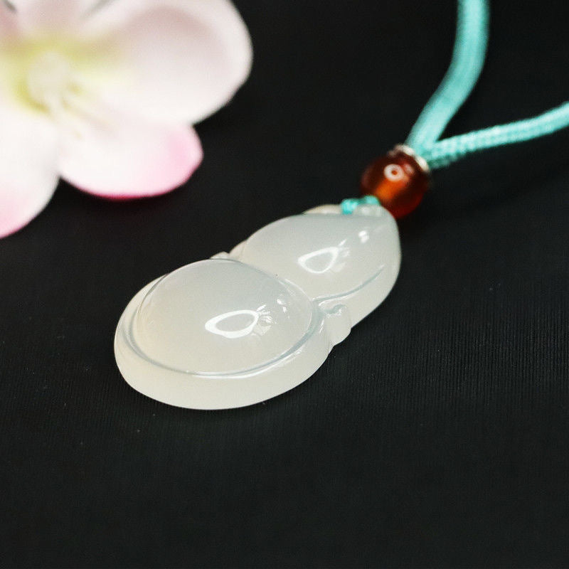 Natural Ice White Chalcedony Gourd Pendant Jewelry