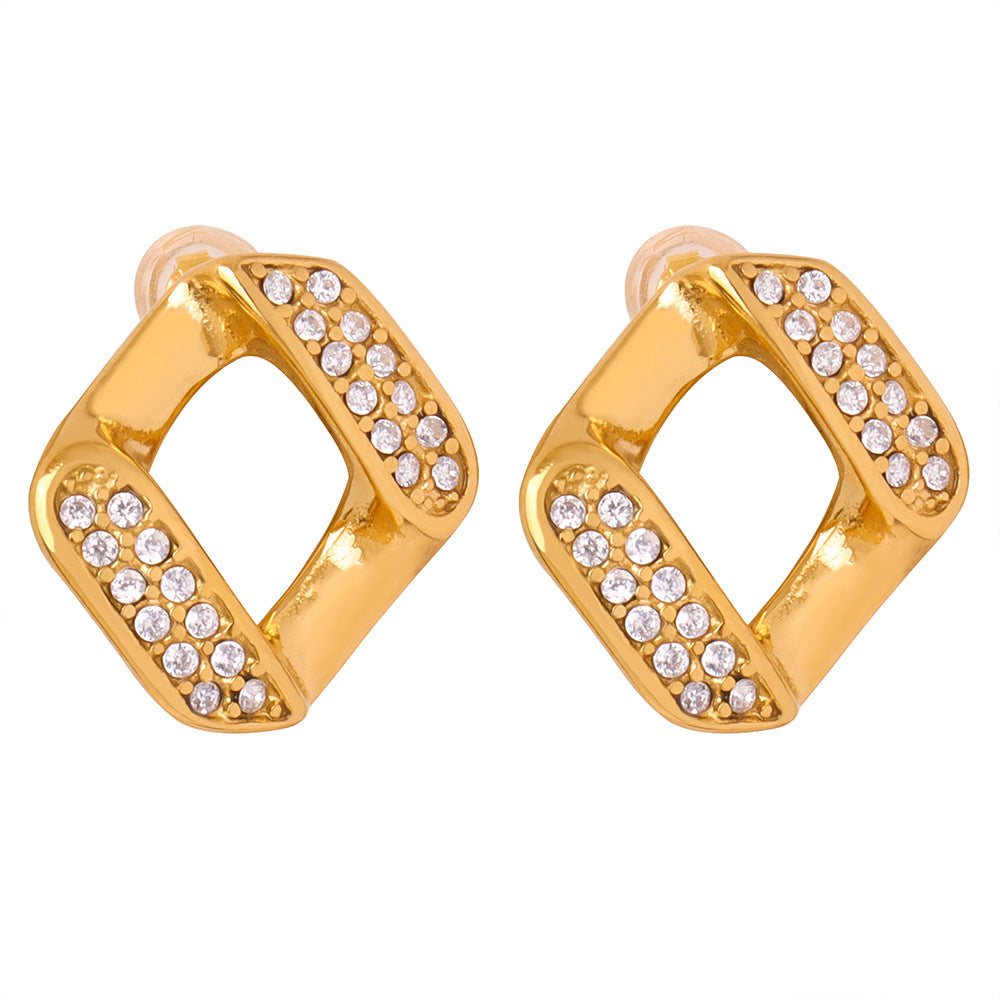 Golden Geometric Zircon Earrings for Stylish Women