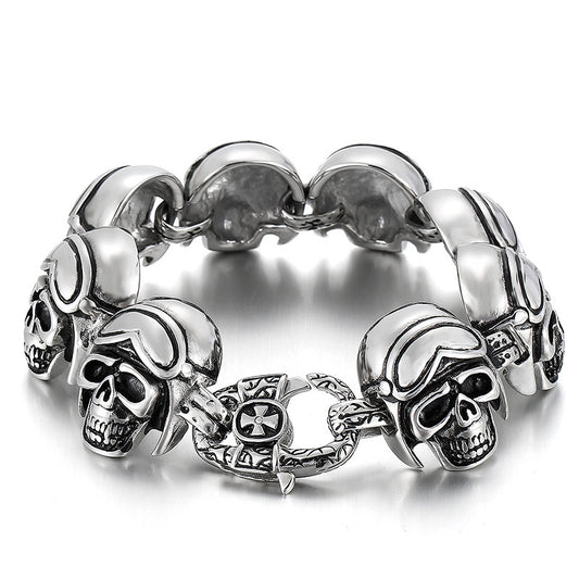 Edgy Rock Skull Titanium Steel Bracelet for Men - European and American Retro Style