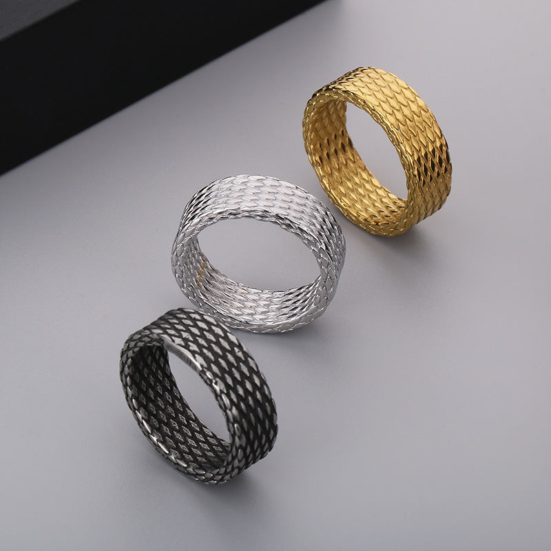 Versatile Rhombus Stainless Steel Men's Ring - Trendy Japanese and Korean Design for Everyday Wear