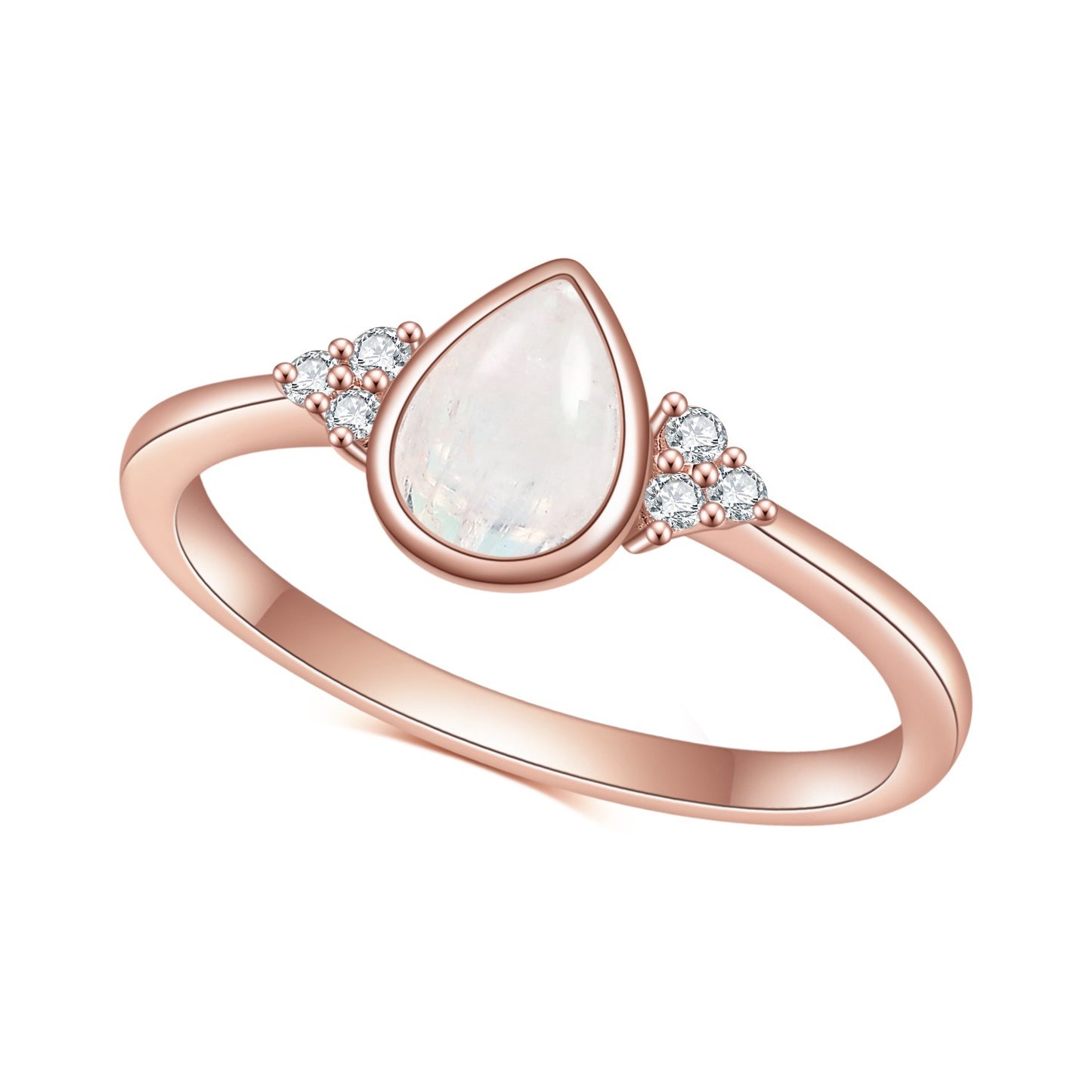 Pear Shape Natural Moonstone Silver Ring