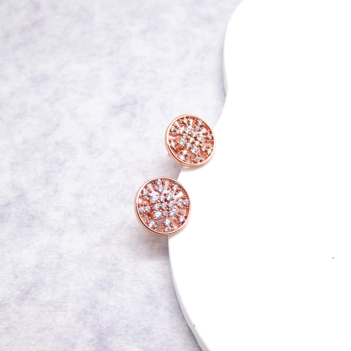 Hollow Circle Zircon Silver Stud Earrings