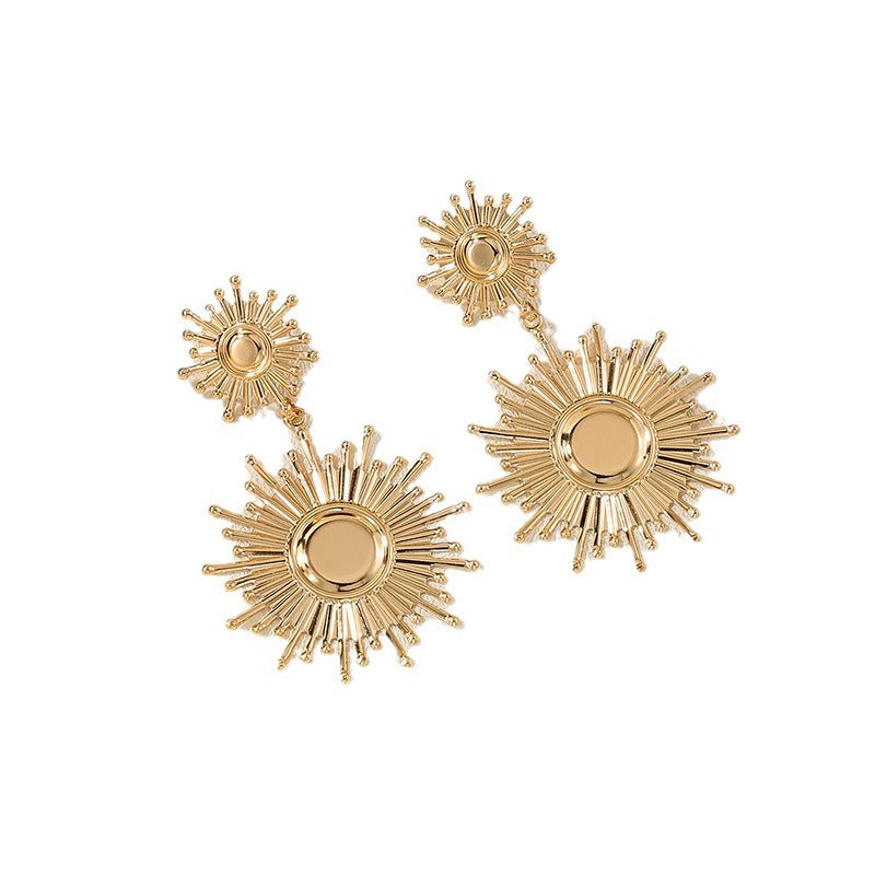 Exaggerated Sunflower Metal Earrings - Vienna Verve Collection