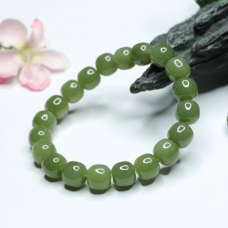 Green Jade Sterling Silver Bracelet