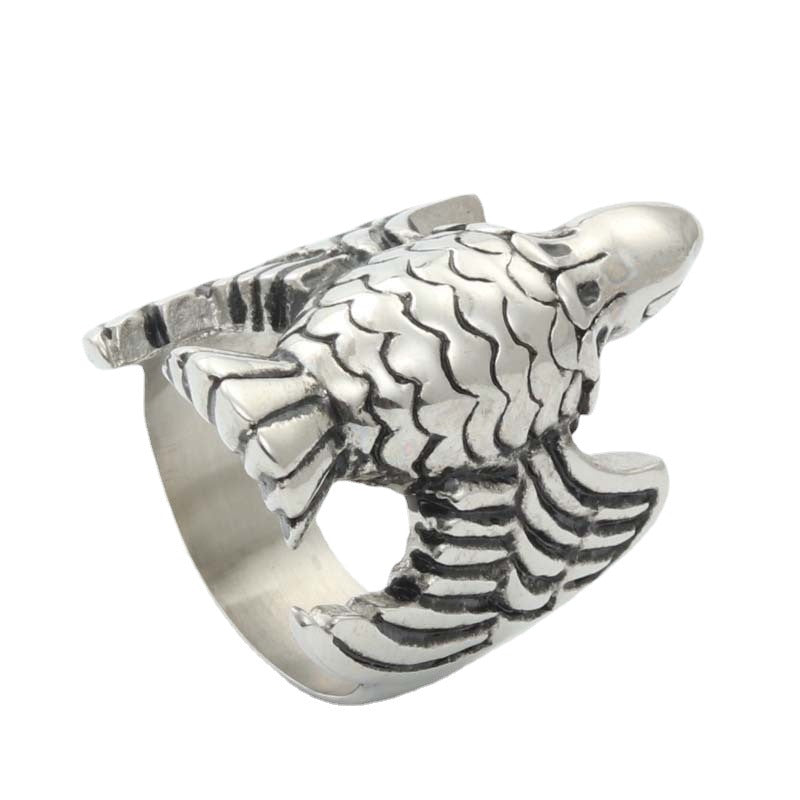 Titanium Steel Retro Punk Flying Bird Ring for Men - Edgy American and European Style Jewelry