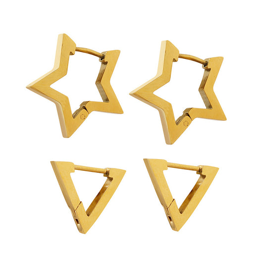 Cold Wind Geometric Star Triangle Female Titanium Earrings