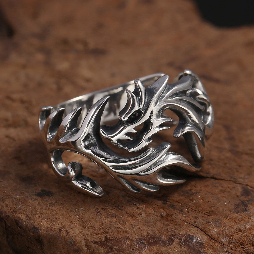 Retro Dragon Titanium Steel Ring for Trendy Boys and Girls - Stylish Index Finger Accessory