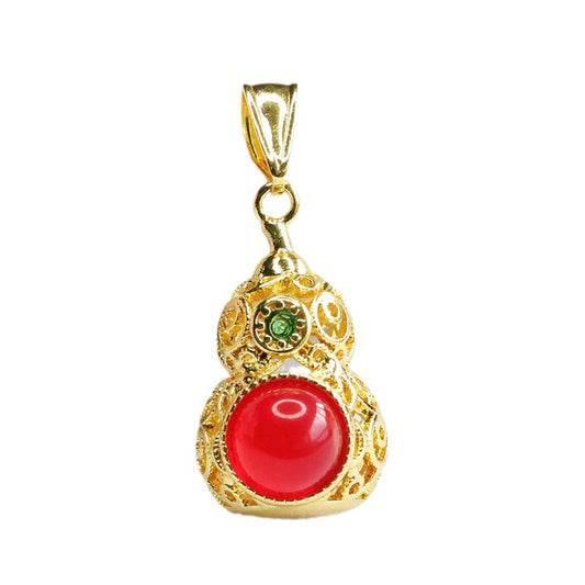 Red Agate Hollow Gourd Pendant