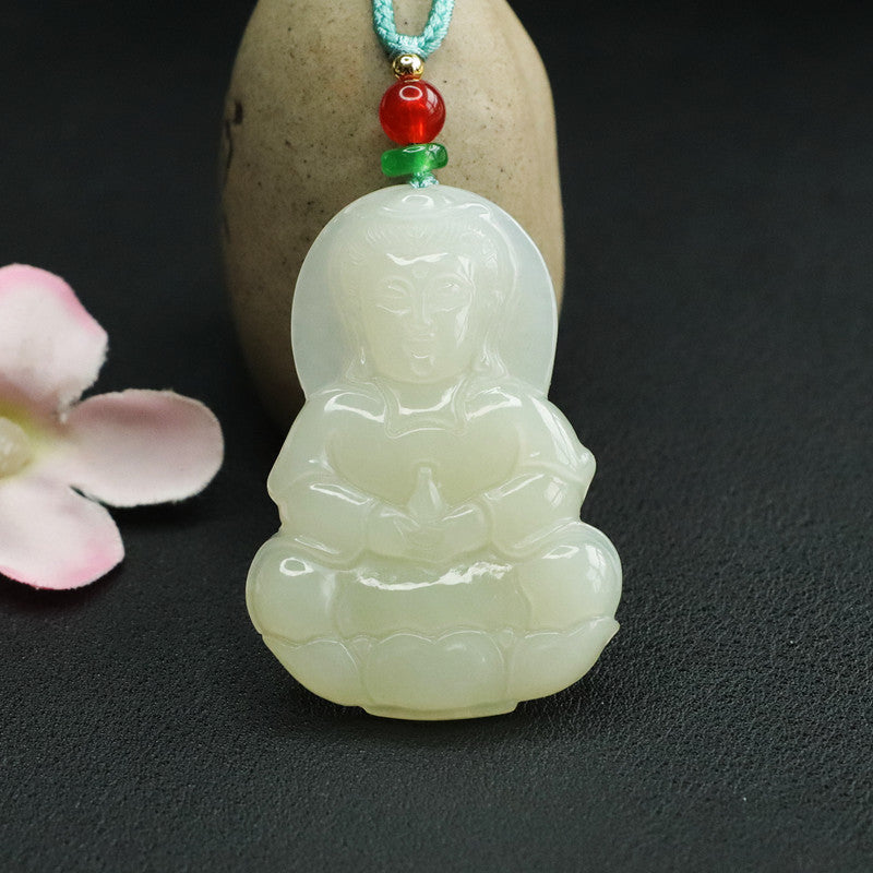 Guanyin Necklace Crafted with Hotan Jade