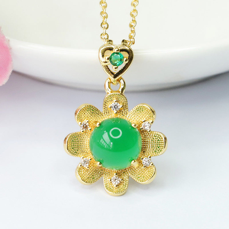 Sunflower Golden Chalcedony Pendant Necklace